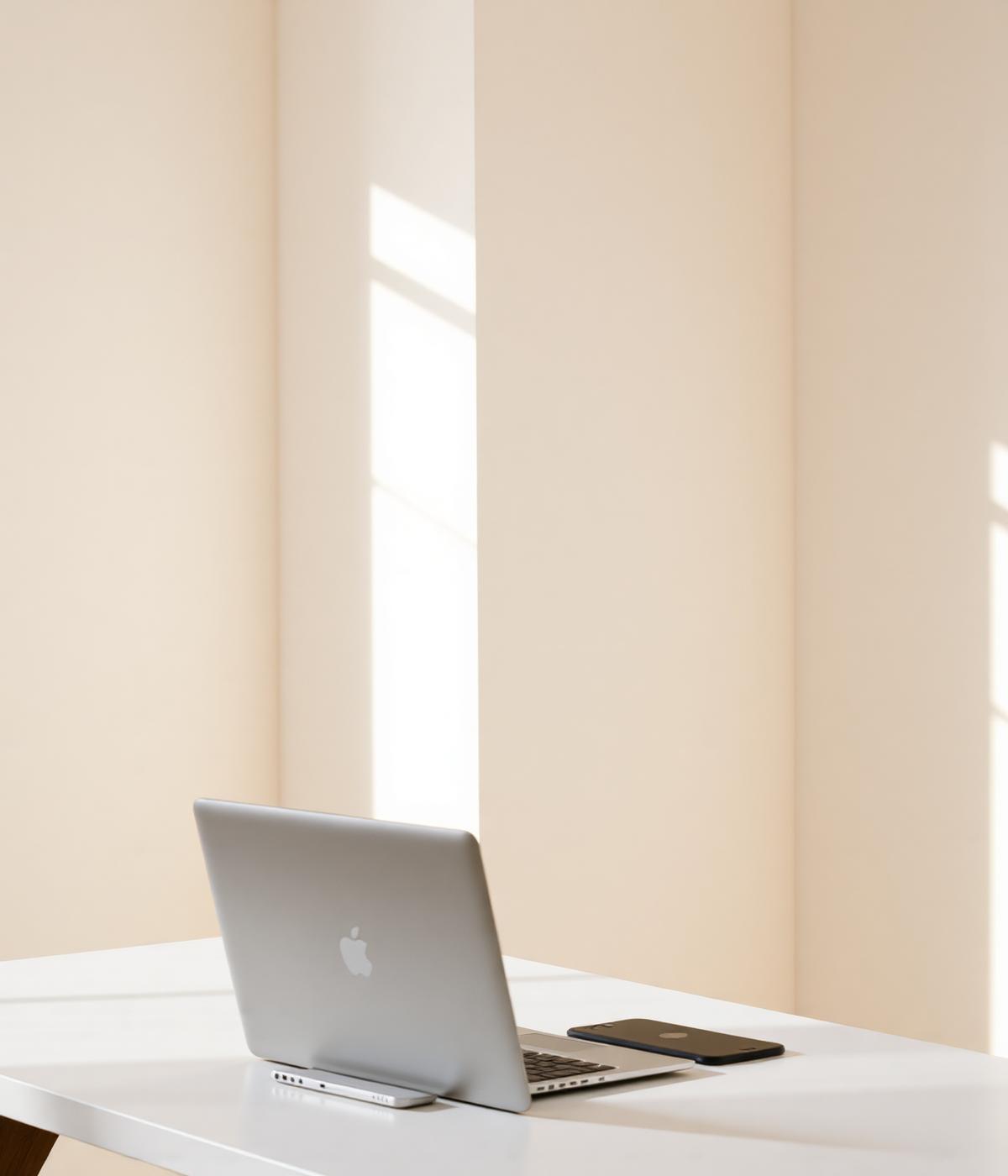 A calm, minimal studio workspace